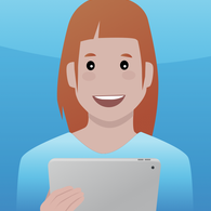 stilisierte junge Frau mit Tablet stilisierte junge Frau mit Tablet